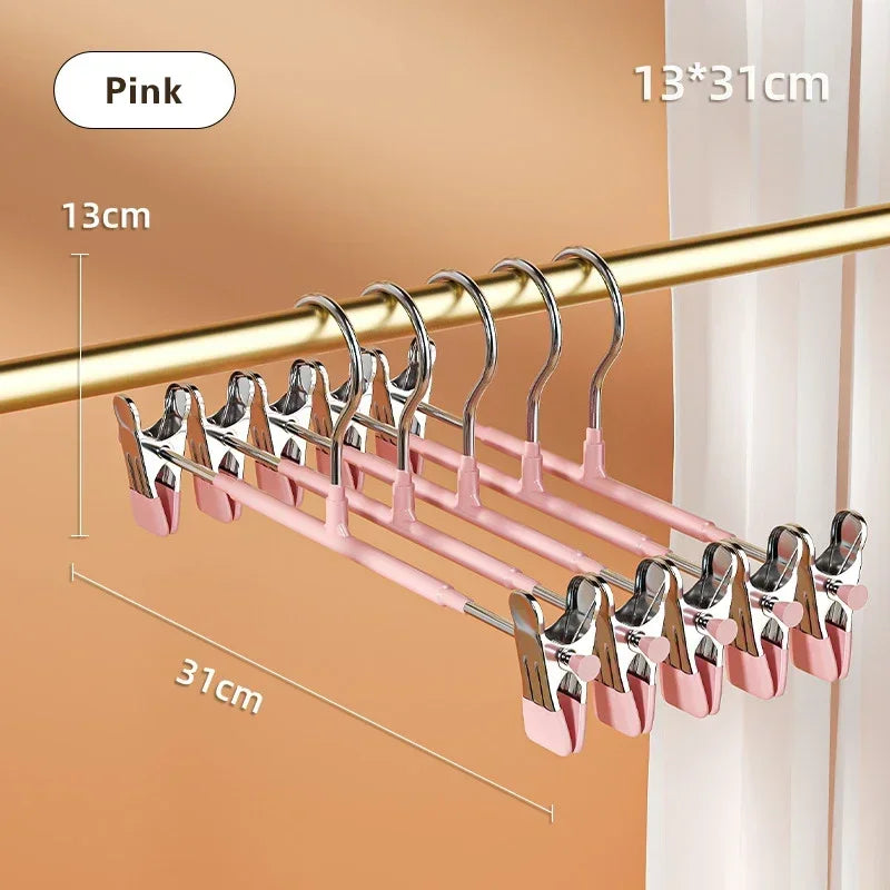 5pcs/pack Stainless Steel Pants Hangers Multifunctional Metal Hanger for Clothes Coat Non-slip Drying Hangers Closets Organizer