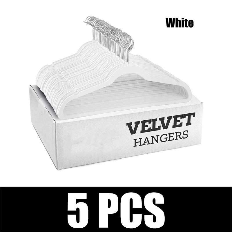 10/5PCS Gray Wrinkle Resistant Adult Plastic Coat Hanging Flocking Multi-Functional Anti-Skid Hanger 45cm Magic Hanger