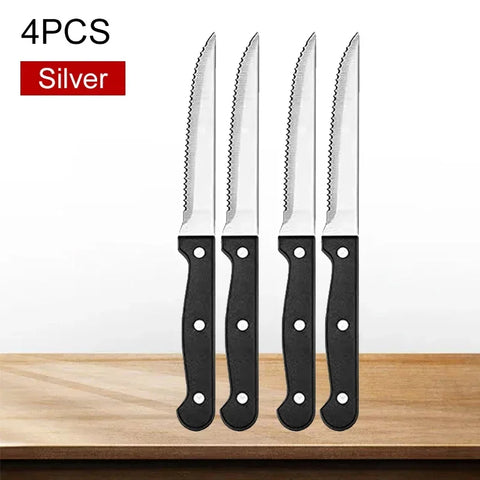 WXCOO Professional Kitchen Knives Steak Knife Set Stainless Steel Knife Serrated Beef Cleaver Restaurant Cutlery Dinner Knife