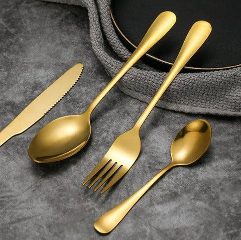 Flatware Sets Gold Silver Stainless Steel Food Grade Silverware Cutlery Set Utensils Include Knife Fork Spoon Teaspoon ni127