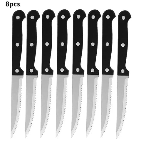 Steak Knife Stainless Steel Sharp Serrated Dinner Knives 1~36pcs Household Western Steak Knife Plastic Handle Bread Knife