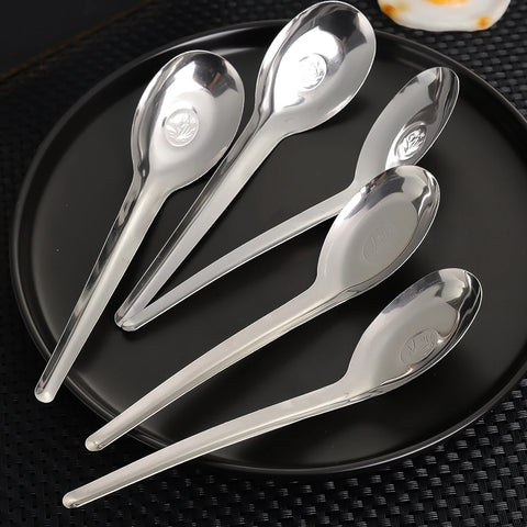 10/1PCS Stainless Steel Soup Spoon Silver Flatware Soup Rice Dinner Spoons Dessert Spoon Kitchen Tools Tableware Cooking Utensil