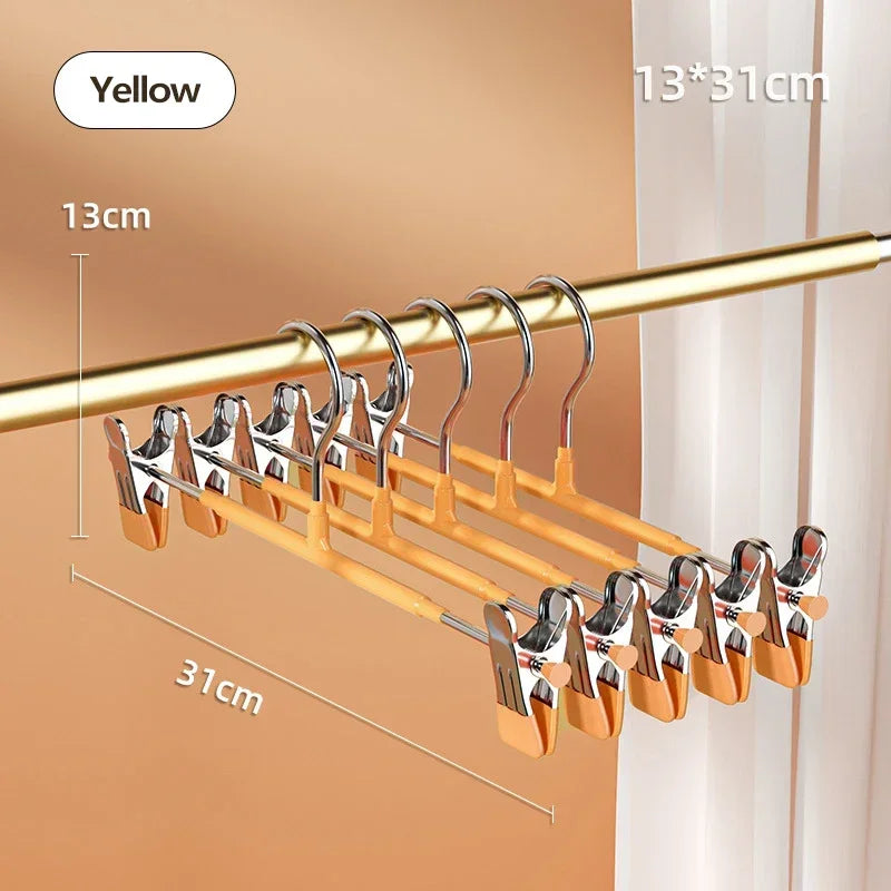 5pcs/pack Stainless Steel Pants Hangers Multifunctional Metal Hanger for Clothes Coat Non-slip Drying Hangers Closets Organizer