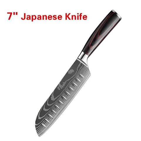 Professional Damascus Kitchen Knives High Carbon Stainless Steel Santoku Knife Sharp Cleaver Slicing Knife Butcher Boning Knife