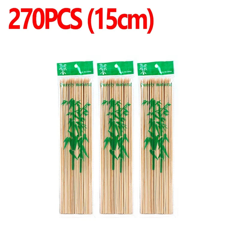 90/270pcs Disposable Bamboo Stick Food Grade Bamboo Skewer Sticks Natural Wood Sticks for Barbecue Party Buffet Food BBQ Tools