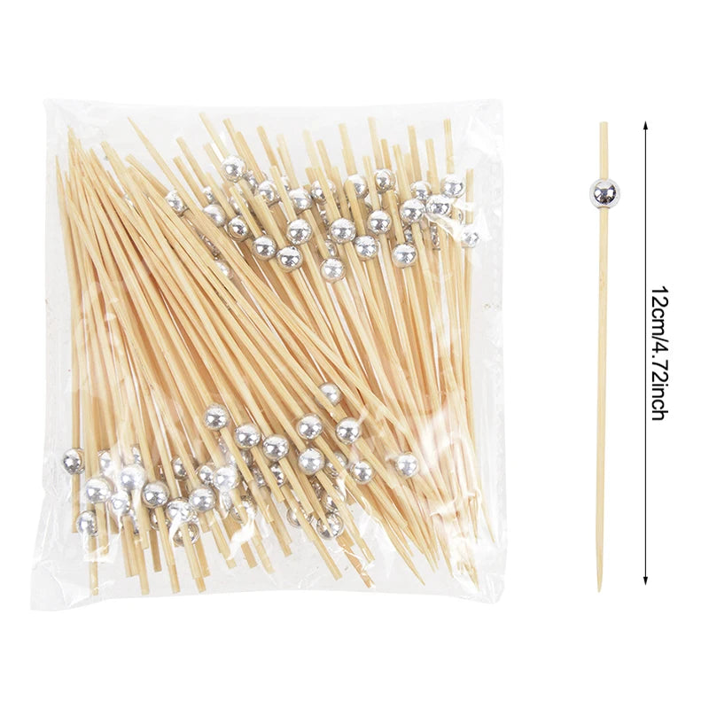 100pcs Disposable Bamboo Food Fruit Toothpick Cute Bear Flamingo Buffet Cake Dessert Fork Stick for Wedding Birthday Party Decor