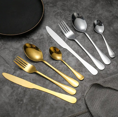 Flatware Sets Gold Silver Stainless Steel Food Grade Silverware Cutlery Set Utensils Include Knife Fork Spoon Teaspoon ni127