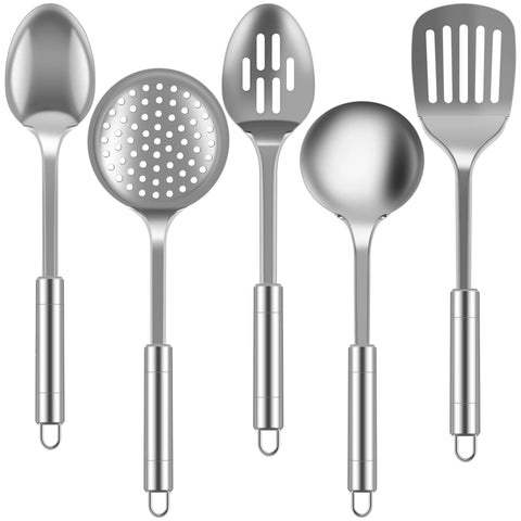 5/10Pcs Kitchen Cookware Cooking Utensils Set Stainless Steel Shovel Soup Spoon Utensils Dinnerware Cooking Tool Kitchen Gadgets