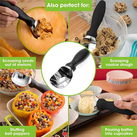 Ice Cream Scoop with Soft Grip Handle, Professional Heavy Duty Sturdy Scooper, Premium Kitchen Tool for Cookie Dough