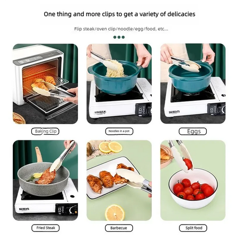 1/2PCS  Food Grade Silicone BBQ Grilling Tongs Salad Food Clip Non-Slip Handle Bread Serving Tong Cooking Barbecue Clip Clamp