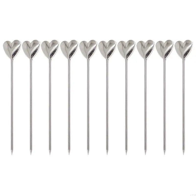 L9NB 10 PCS Cocktail Picks Stainless Steel Cocktail Toothpicks Reusable Cocktail Skewers Metal Cocktail Pick for Olives Fruit