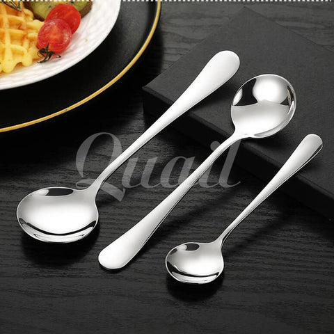 SUS 304 spoon, SUS 410 spoon, metal long handled spoon, student round dining spoon, children's dining spoon, dessert coffee spoo