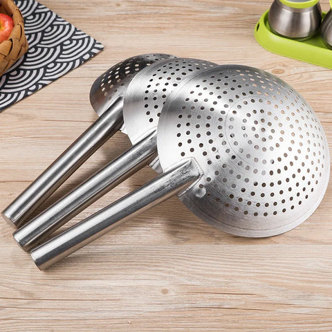 Stainless Steel Long Handle Colander Kitchen Tools Creative Scoop Strainer Large Oil Flour Noodle Dumplings Sieve Skimmer Mesh