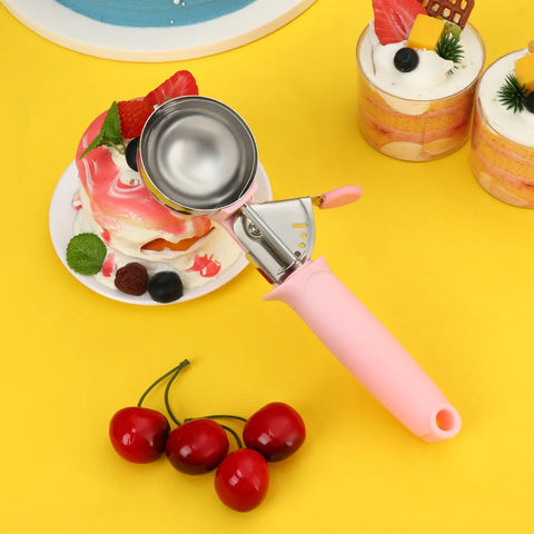 TJ POP 2.36 Inch Ice Cream Scoop Stainless Steel Ice Cream Spoon Multifunctional Fruit Watermelon Scooper Kitchen Tools Gadgets