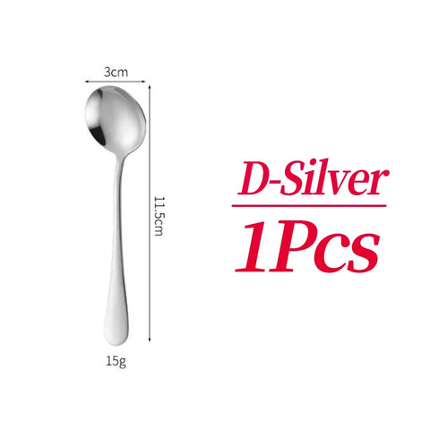 SUS 304 spoon, SUS 410 spoon, metal long handled spoon, student round dining spoon, children's dining spoon, dessert coffee spoo