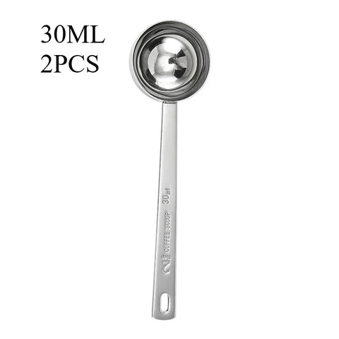 2Pcs Coffee Scoops Stainless Steel Measuring Coffee Spoon Long Handle Dosing Scoop with Scale Home Kitchen Cafe Use Easy Clean