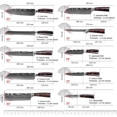 7CR17 Japanese Kitchen Knives Set Laser Damascus Pattern Chef Knife Sharp Santoku Cleaver Slicing Utility Knives Tools