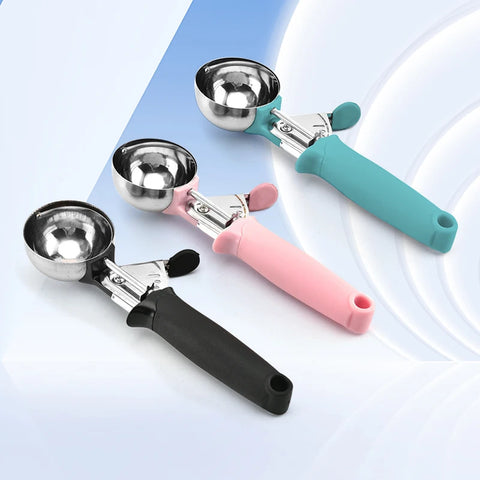 TJ POP 2.36 Inch Ice Cream Scoop Stainless Steel Ice Cream Spoon Multifunctional Fruit Watermelon Scooper Kitchen Tools Gadgets