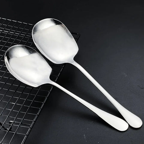 Large Stainless Steel Spoon Thicken Long Handle Soup Spoons Round Scoops for Hot Pot Colander Cooking Utensils Kitchen Tableware