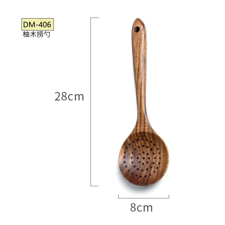 1-7 pieces/set teak tableware spoon Colander spoon Special nano soup skimming Cooking spoon Wooden kitchen accessory kit