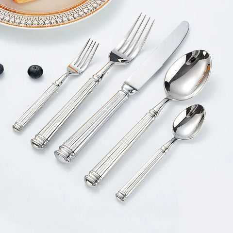 304 Forged Roman Column Steak Knife Fork Spoon Hotel Stainless Steel Dessert Dining  Steak kLuxury Stainless Steel Steak Knife