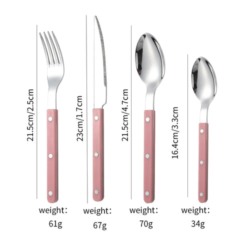 Fashion New Colorful Handle 304 Cutlery Set 18/10 Stainless Steel Creativity Gift Flatware Knife Fork Spoon Drop Ship