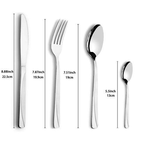 24PCs Western stainless tableware set knife fork spoon outdoor portable household tableware set steak cake kitchen dinnerware