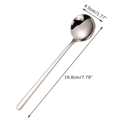 Stainless Steel Big Head Round Spoon Net Red Golden Dinner Long Handle Stirring Dessert Spoons For Kitchen Accessories Gadgets