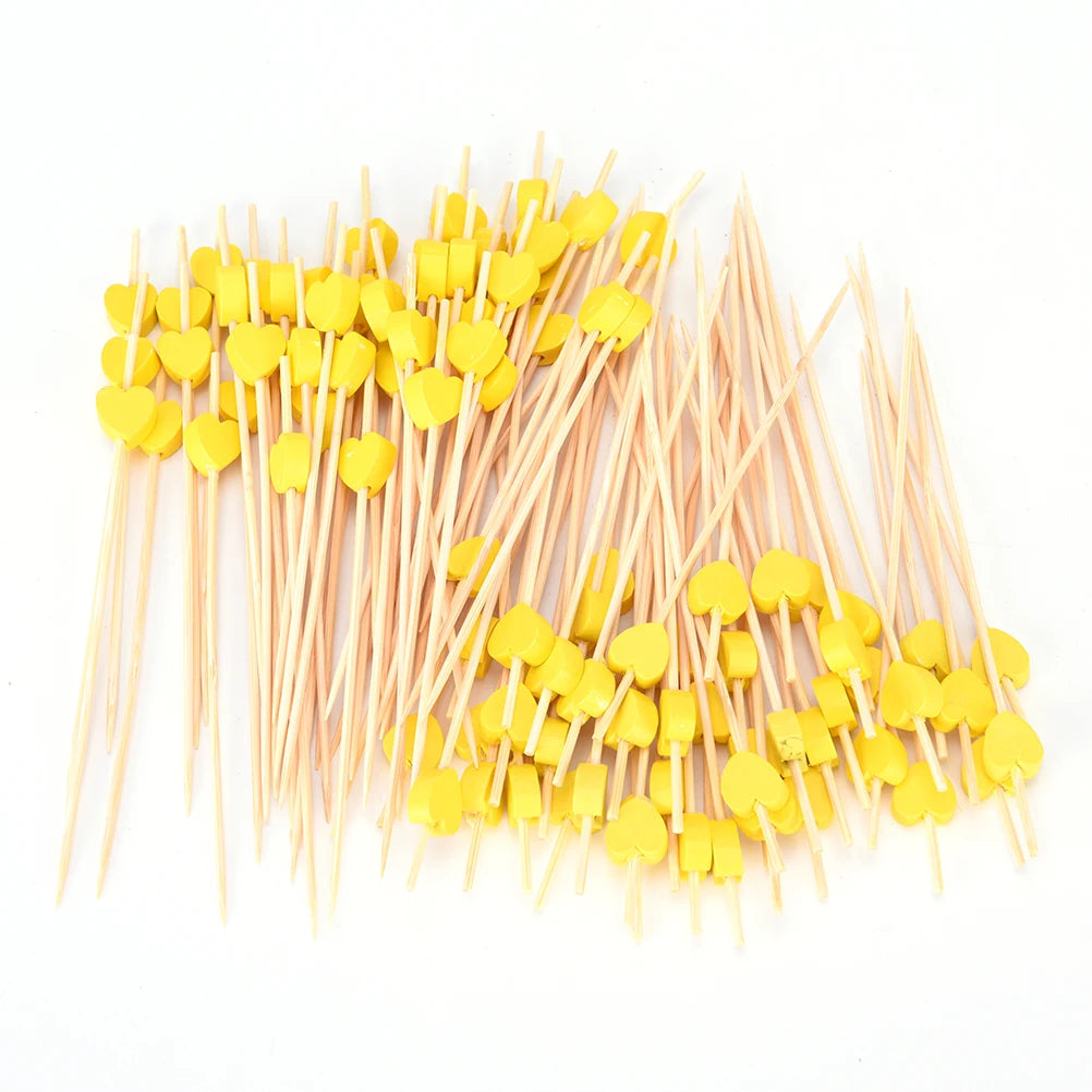 50/100Pcs Disposable Bamboo Skewers Food Cocktail Picks Buffet Fruit Cupcake Fork Sticks Party Table Decoration Supplies