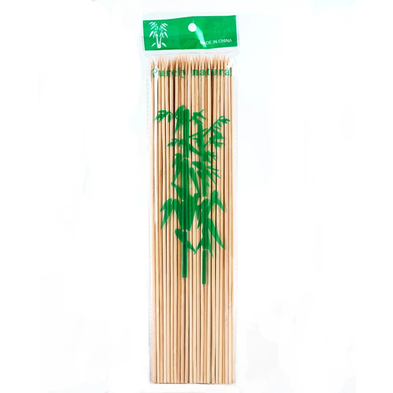 90pcs Bamboo Stick Food Grade Bamboo Skewer Sticks Disposable Natural Wood Long Stick For Barbecue Fruit BBQ Tools 15/20/25/30cm