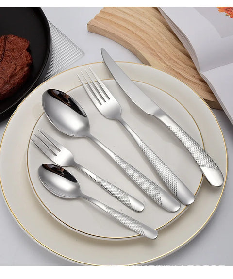 5pcs/set Cutlery Tableware Stainless steel Cutlery Set Luxury Dinnerware Gold Fork Spoon Steak Knife Western Flatware Set