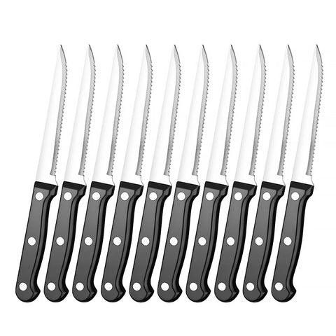 XITUO 6/8/10/12 PCS Steak Knife Sets High Carbon Steel Flatware Kitchen Tableware Chef Utility Serrated Knife Black ABS Handle