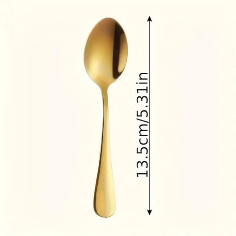 6 Stainless Steel Golden Teaspoons, Coffee Spoons, Machine Washable, Suitable for Restaurant Cafe Happy Eid