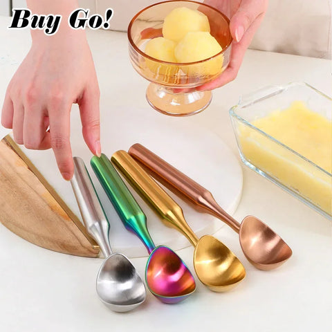 Multifunctional Ice Cream Scoops Stainless Steel Dual-Purpose Scoop Fruit Watermelon Spoon Ball Scoop Household Ice Cream Tools