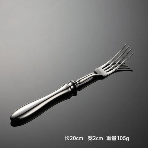 Heavy Gourd Handle Stainless Steel Cutlery Set Luxury Forged Knife Fork Spoon Shell Spoon Kits Dessert Full Dining Tableware