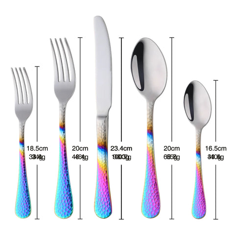 5Pcs Stainless Steel Dinnerware Set Western Flatware Dinner Knife Fork Spoon Cutlery Set Steak Tableware Restaurant Food Server