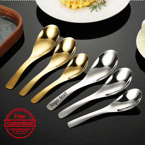 10pcs custom logo stainless steel soup spoon,customized premium tablespoons,personalized customized dessert spoon