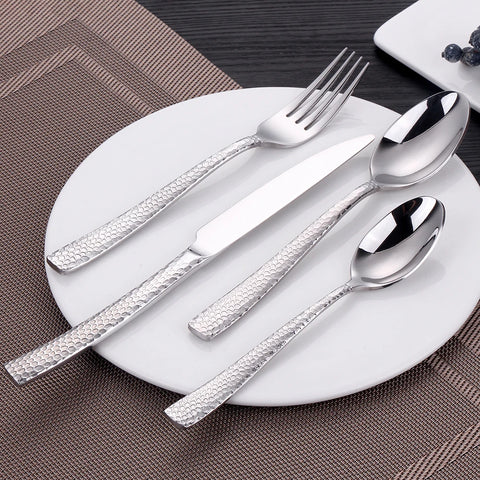 4 8 12 Pieces Stainless Steel Cutlery Set Gold Cutlery Set with Hammered Handle Mirror Polishedd Party Home Gift Service 1/2/3