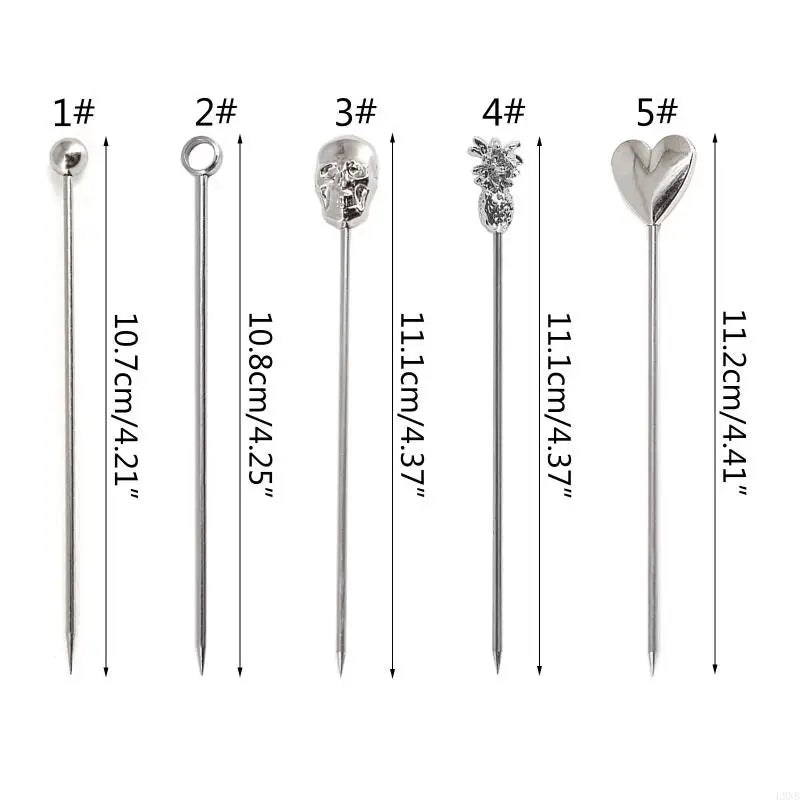 L9NB 10 PCS Cocktail Picks Stainless Steel Cocktail Toothpicks Reusable Cocktail Skewers Metal Cocktail Pick for Olives Fruit