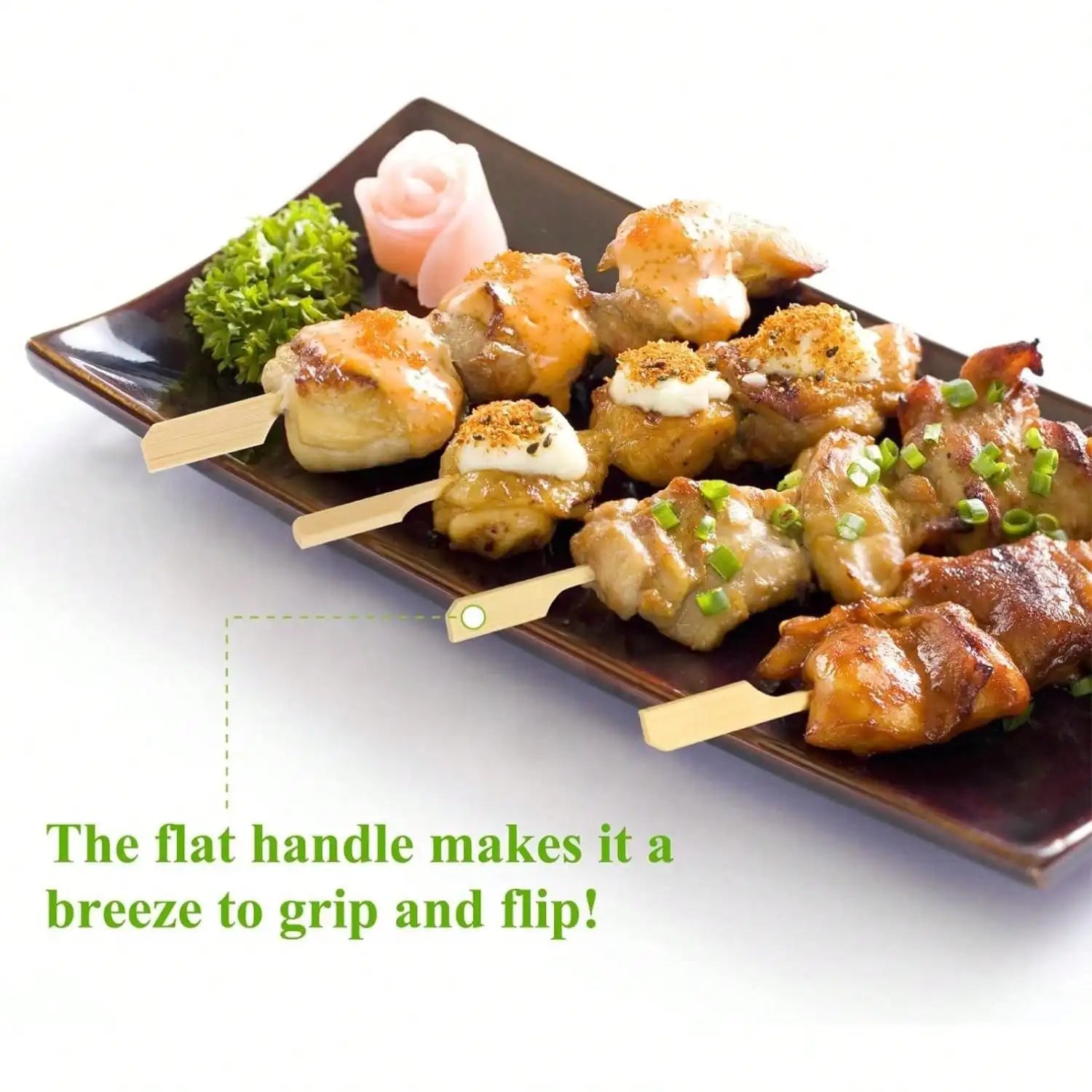 Cocktail Picks Bamboo Skewers For Appetizers, Paddle Wooden Skewers Fancy Flat Toothpicks Bamboo Sticks For Party Sandwich Fruit