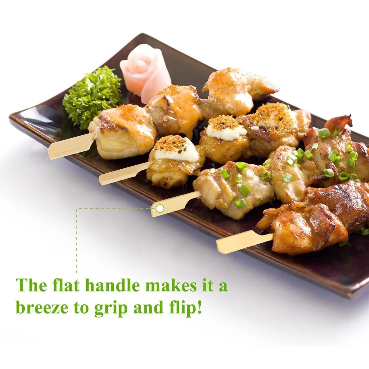 Cocktail Picks Bamboo Skewers For Appetizers, Fancy Flat Toothpicks For Appetizers, Bamboo Sticks For Party Fruit Accessories