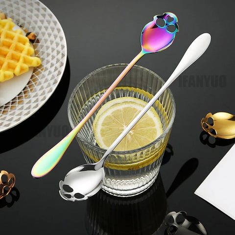 Stainless Steel Coffee Scoop Skull Shape Dessert Ice Cream Spoon Halloween Theme Party Dining-table Scoops Decorations Supplies