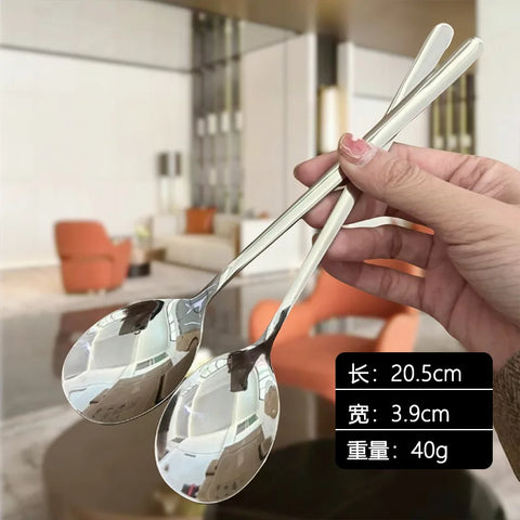 Stainless Steel Long-handled Spoon, Bibimbap Spoon, High-value Watermelon Spoon, Household Coffee, Dessert Spoon