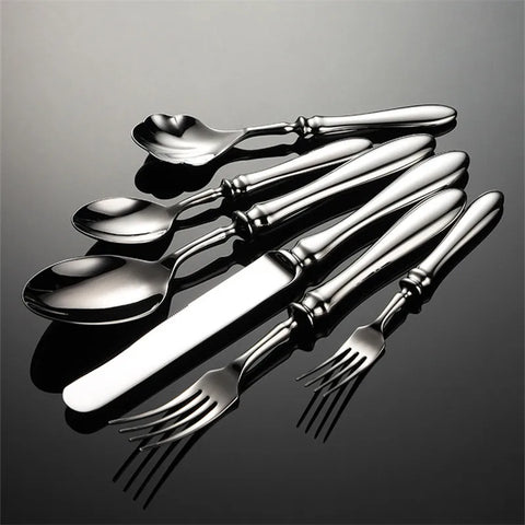 Heavy Gourd Handle Stainless Steel Cutlery Set Luxury Forged Knife Fork Spoon Shell Spoon Kits Dessert Full Dining Tableware