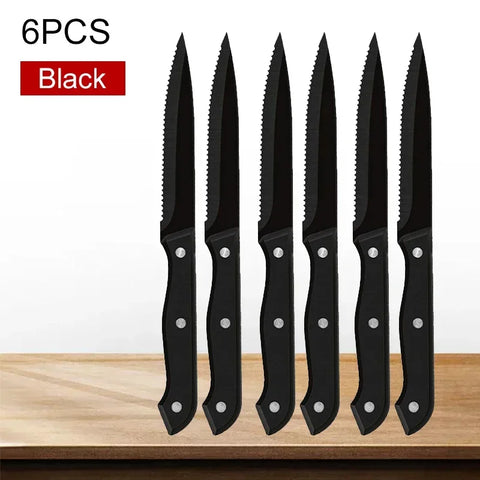 WXCOO Professional Kitchen Knives Steak Knife Set Stainless Steel Knife Serrated Beef Cleaver Restaurant Cutlery Dinner Knife