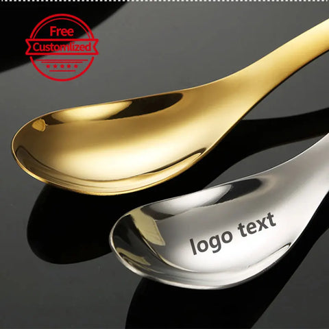 10pcs custom logo stainless steel soup spoon,customized premium tablespoons,personalized customized dessert spoon