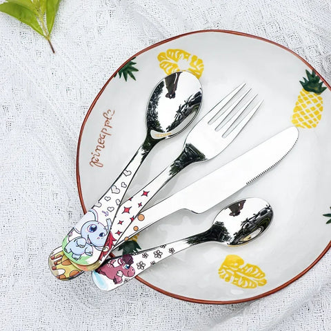 Animal Cartoon Cute Fork Stainless Steel Children Spoon Fork Children Kids Cutlery Set Tableware Dinnerware Supplies Gift