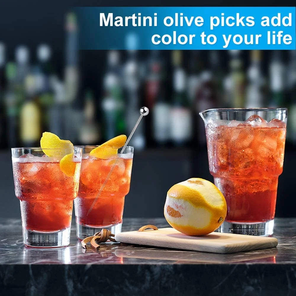 15Pcs Cocktail Picks 4 Inch Reusable Stainless Steel Martini Picks Cocktail Toothpicks for Olives Appetizers Sandwich