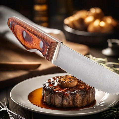 Mahogany Steak Knife Smooth Wide Handle Stainless Steel Household Steak Knife Serrated Hotel Knife Kitchen Fruit Knives To Steak