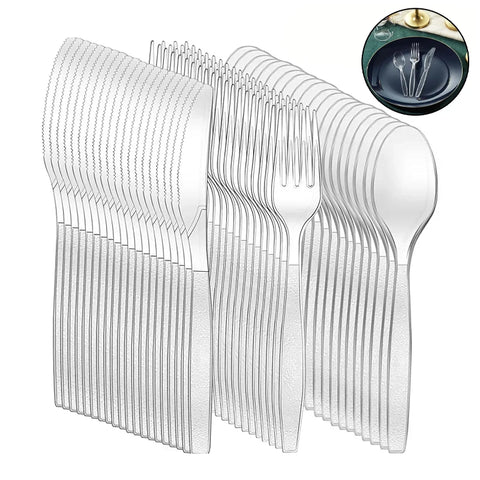 300PCS Disposable Frosted Handle Plastic Soup Spoon Independent Packaging Thickened Dessert Knife Fork Knife and Fork CutlerySet